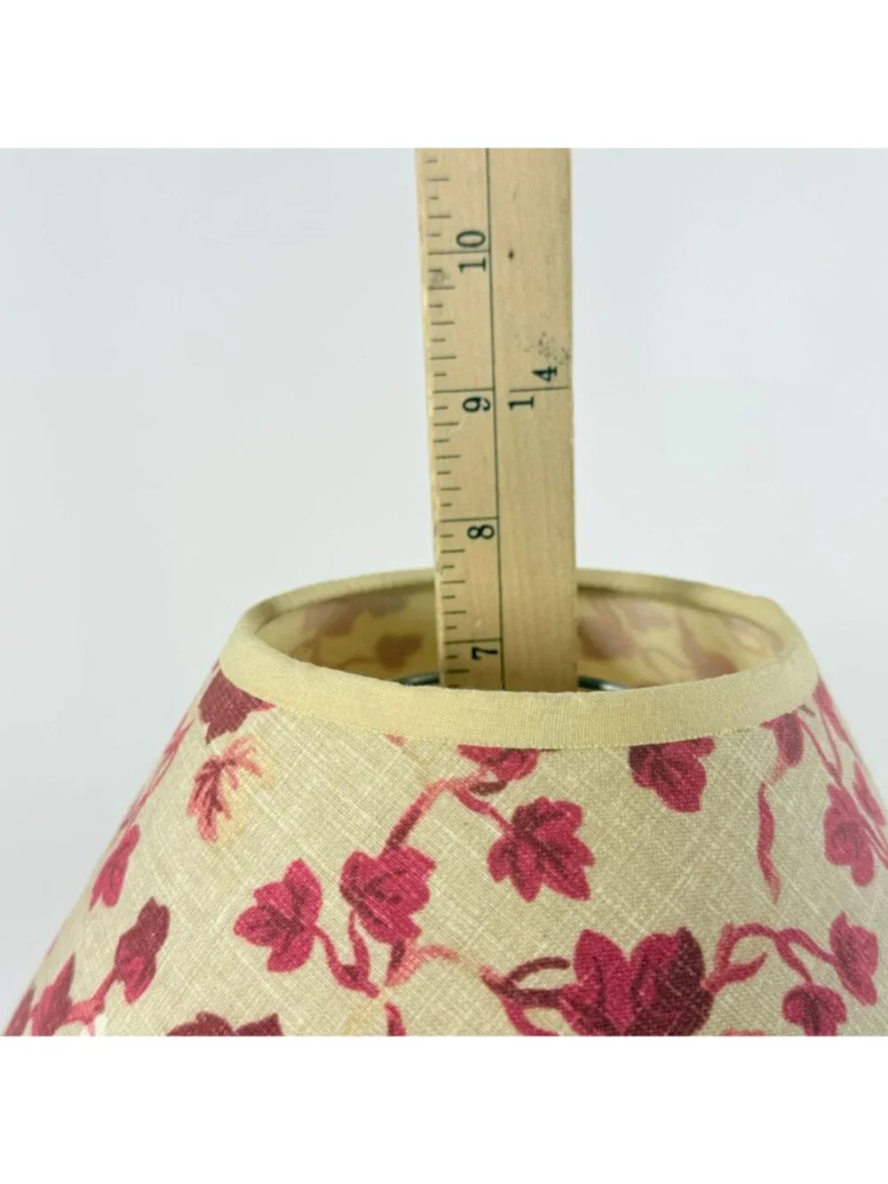 Vintage Floral Lamp Shade Beige & Red Fabric Bell Shape Stylish